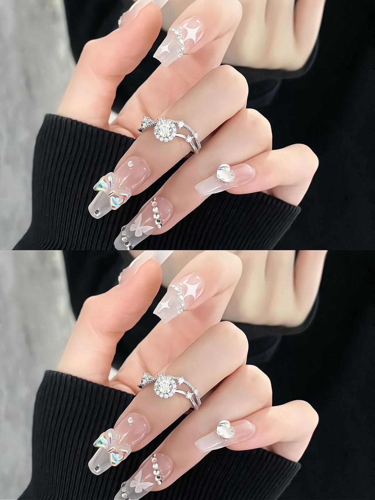 mẫu nail đính nơ đẹp