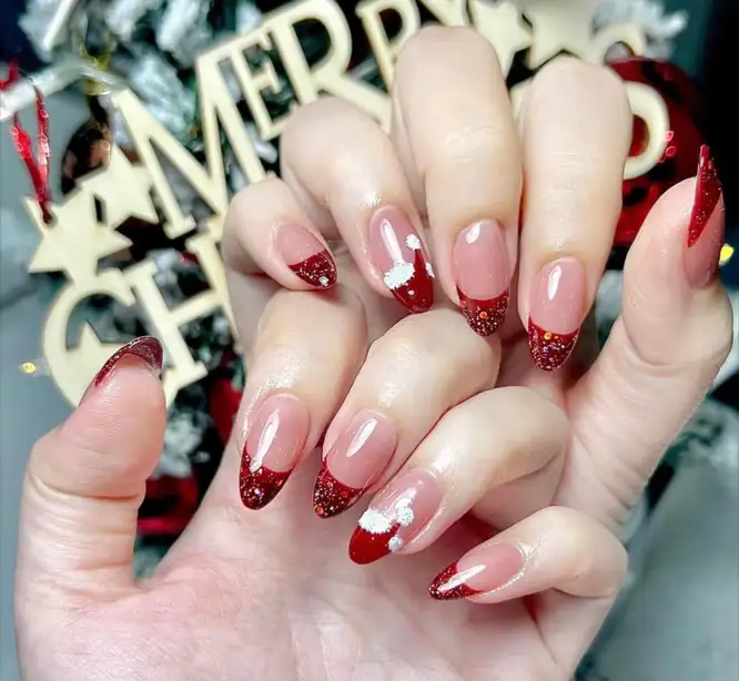mẫu nail tay đẹp màu đỏ sang trọng