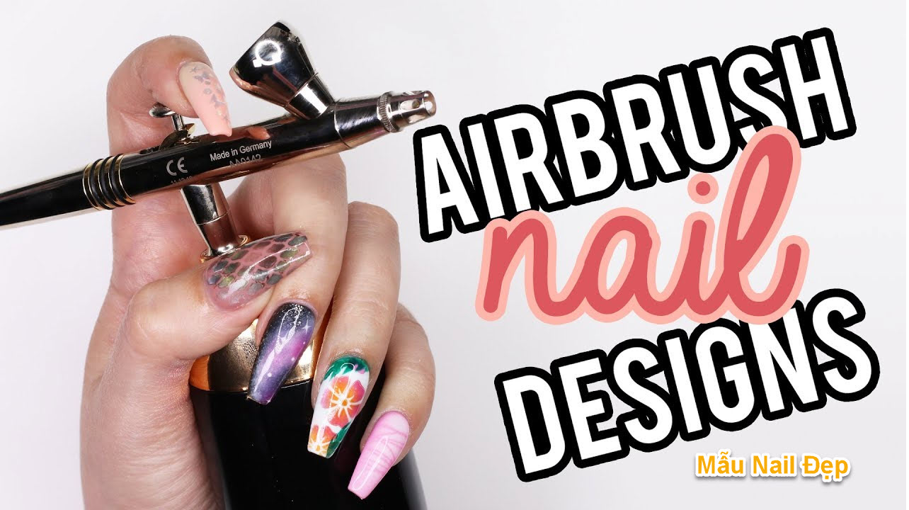 Mẫu Nail Đẹp: Kết hợp vẽ nail bằng tay và xịt airbrush, xu hướng nail 2021