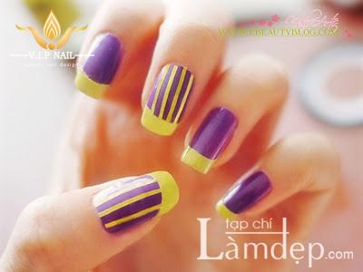 Học làm nail sọc vàng trên nền tím - baogiadinh.vn