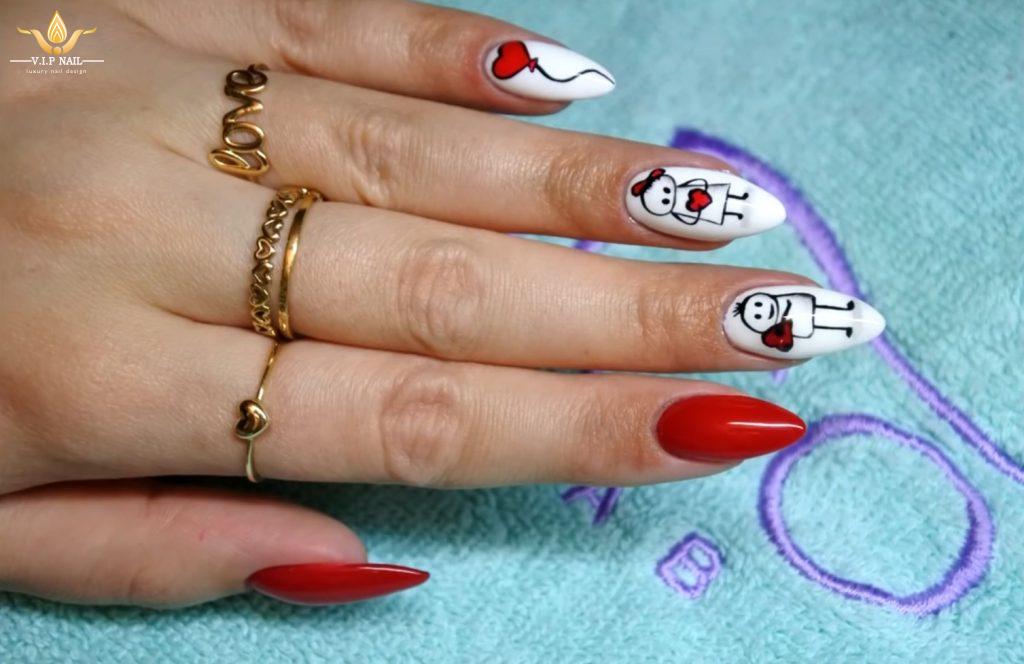 Học vẽ nail trắng đỏ đón valentine - baogiadinh.vn