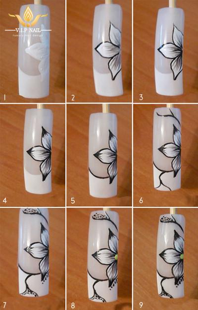 Vẽ mẫu nail hoa cho móng tay xinh