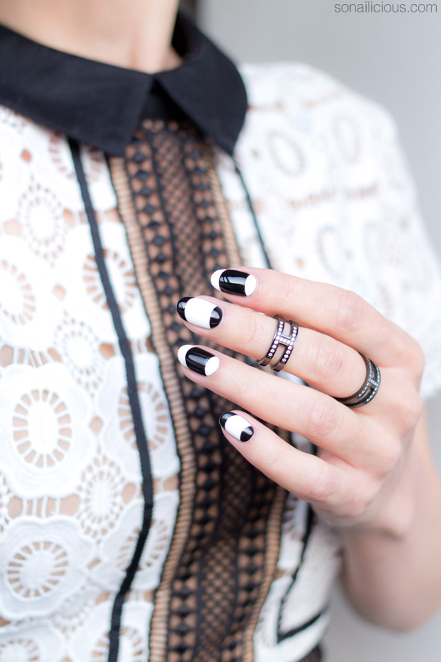 French-nails-black-and-white-nails - lamnails.Net