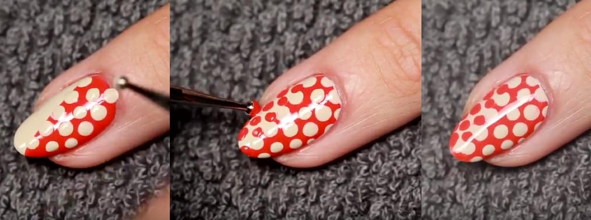 Nail Chấm Bi Cách Tân Với Sắc Nude Và Cam