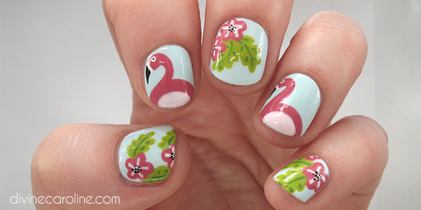 flamingo-and-floral-nail-art-perfect-poolside-mani_251762 - lamnails.Net