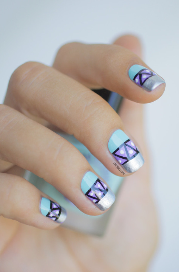nail-art-graphique-mint-et-lavande2 - lamnails.Net