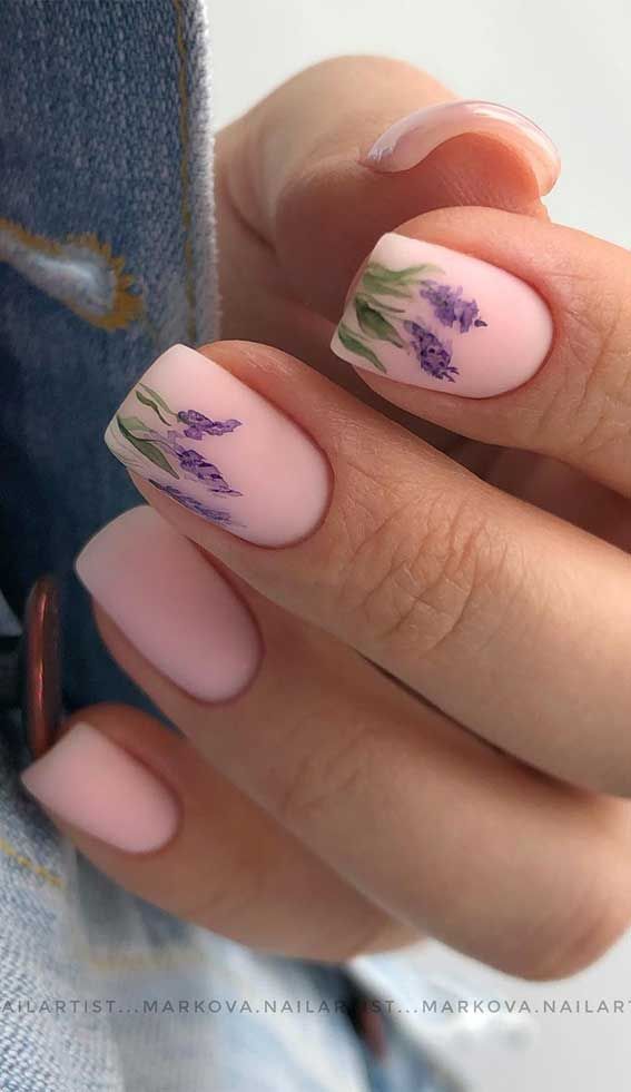 1001 Ý tưởng vẽ móng Nail Hoa Lavender – hoa Oải hương năm 2021