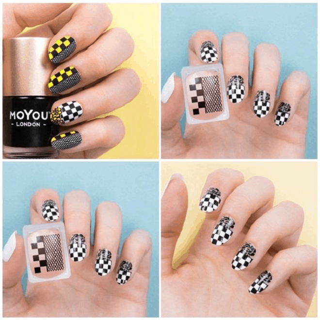 Mẫu nail đơn giản dễ thương với sọc kẻ
