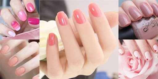 Mẫu nail xinh hồng