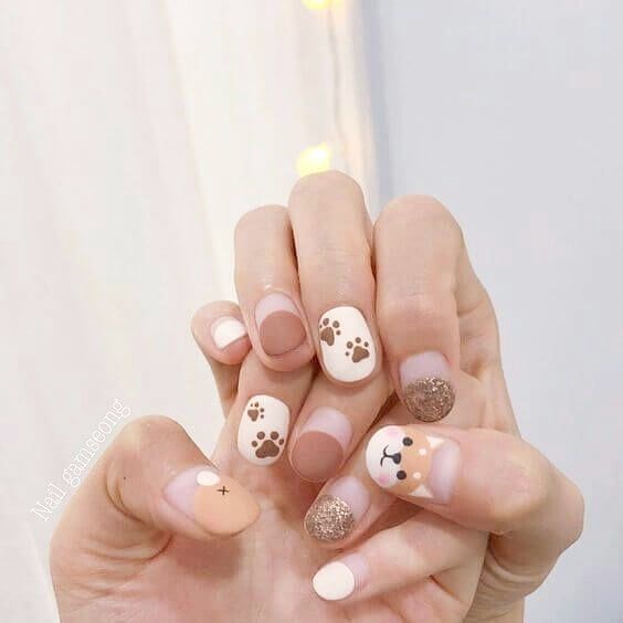 Mẫu nail hình chú chó xinh hết nấc