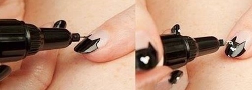 Cách vẽ nail hình con mèo