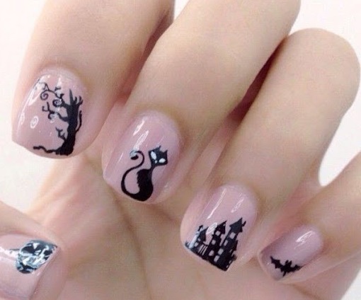 Mẫu nail hình con mèo phối lạ mắt
