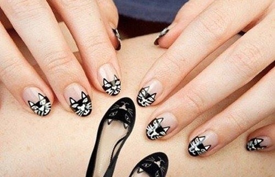 cách vẽ nail hình con mèo đơn giản