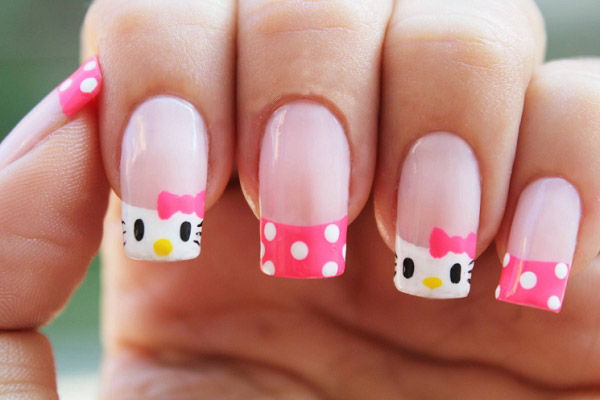 Mẫu nail hình chú mèo tông hồng xinh 