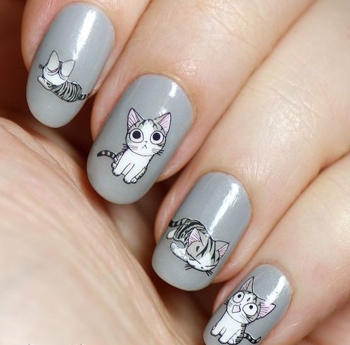 Mẫu nail hình con mèo cưng 