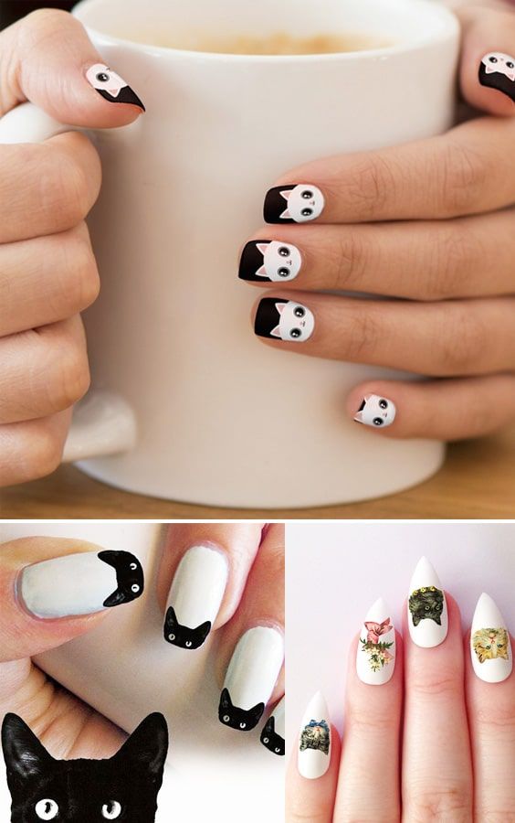 Mẫu nail hình con mèo ấn tượng