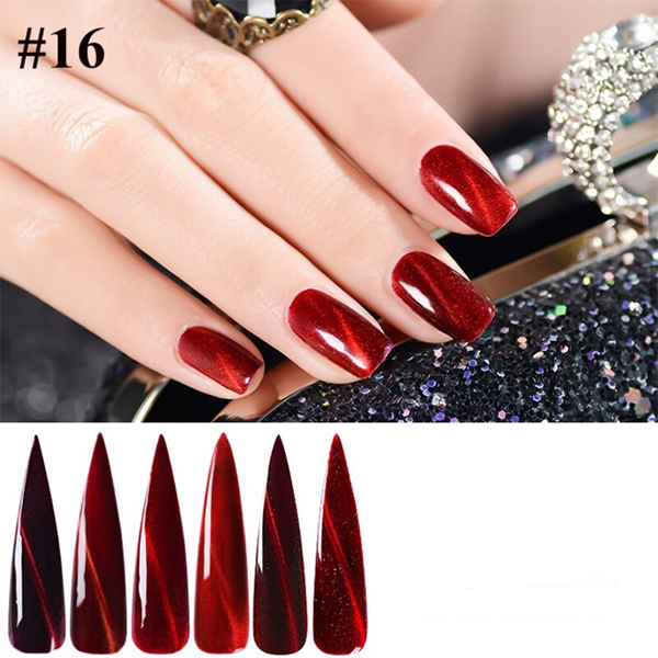 mẫu nail mắt mèo kim cương đỏ nổi bật