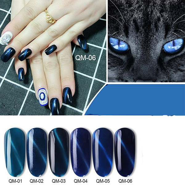 mẫu nail mắt mèo kim cương xanh toát lên vẻ quyền lực