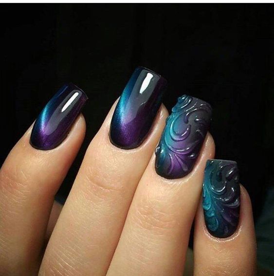 Mẫu nail mắt mèo kim cương họa tiết 