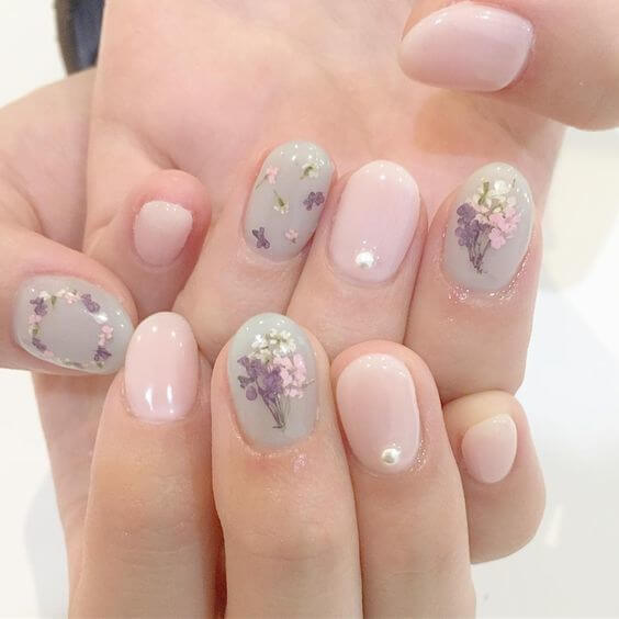 mẫu nail hoa nổi Nhật Bản 