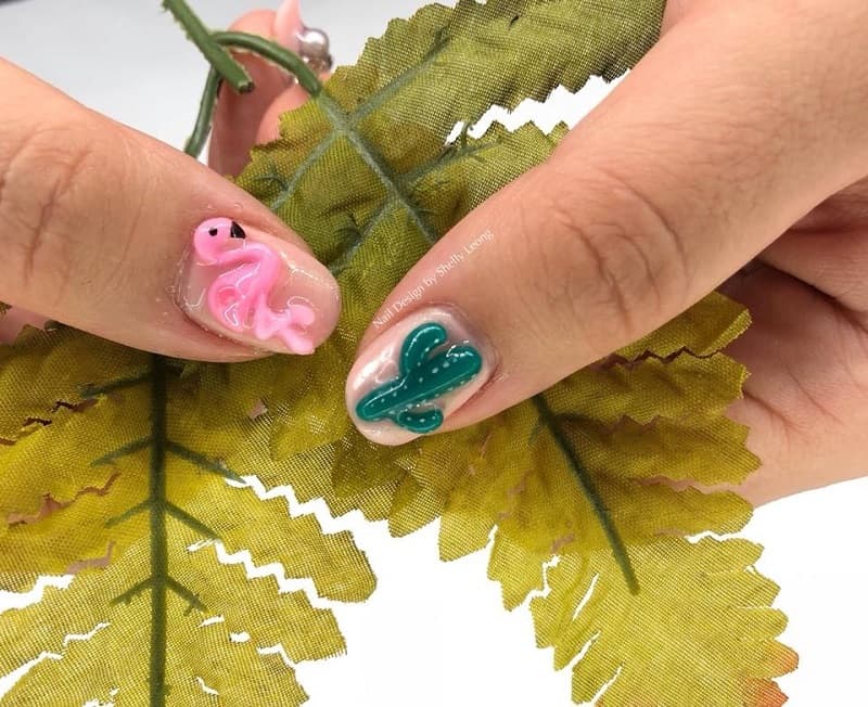 mẫu nail xương rồng 3D