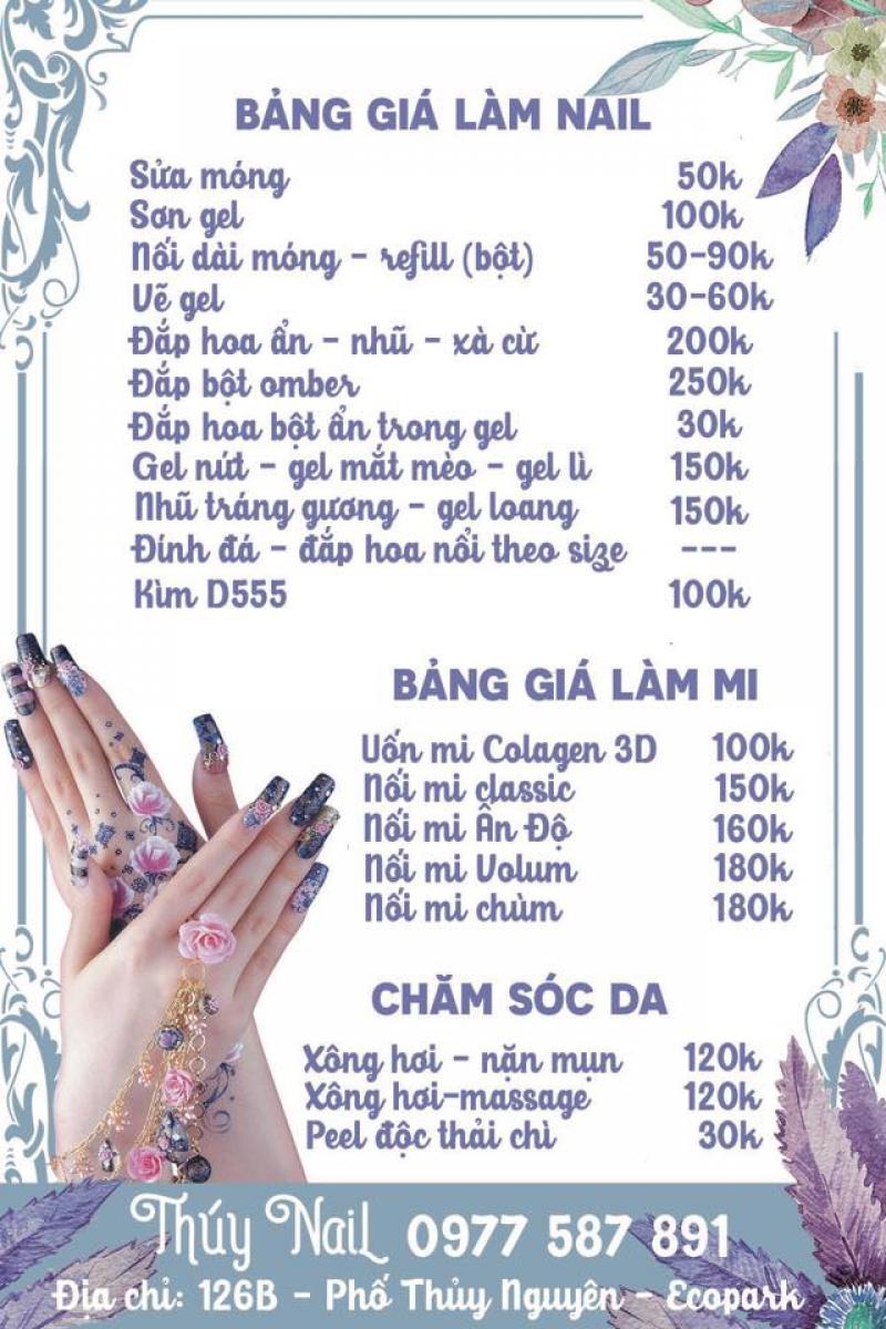 bảng chi phí làm nail 