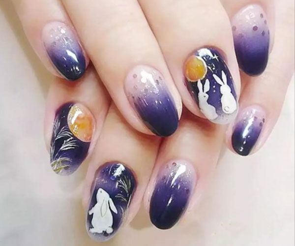 mẫu nail trung thu xinh xắn